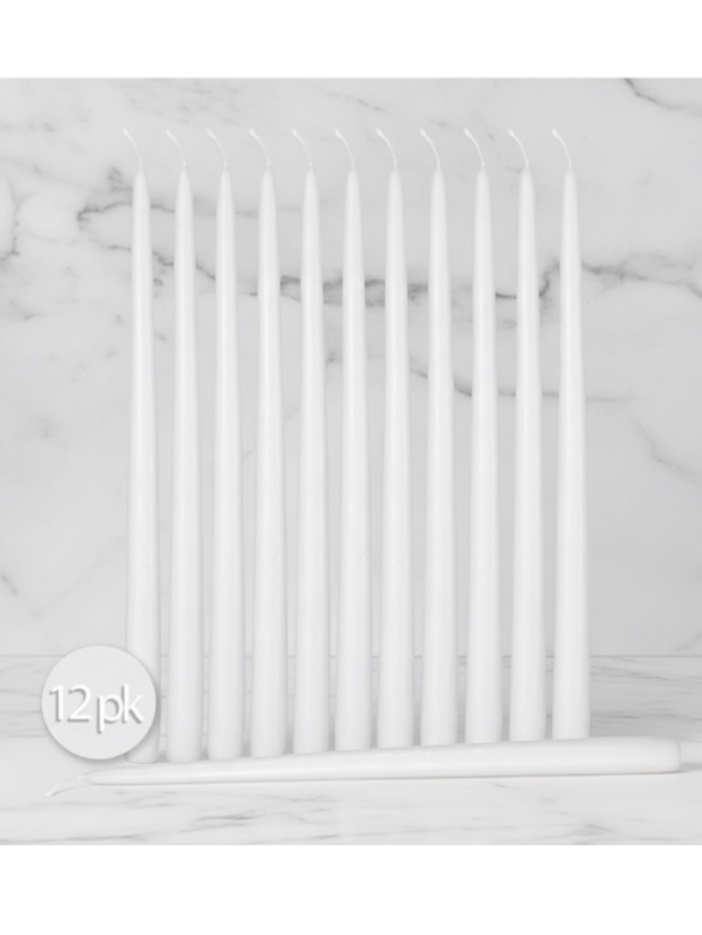 Box/12 White Taper Candles 10"H